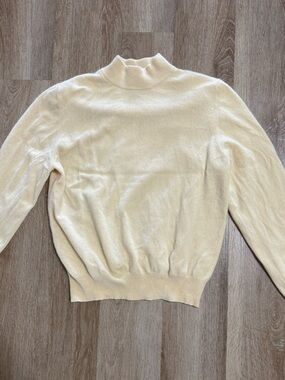 Charter Club Cashmere 2-Ply Butter Yellow Women’s Sweater Mock Neck Size Large